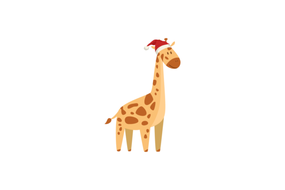 Animals Giraffe Wearing Christmas Hats Illustration Review