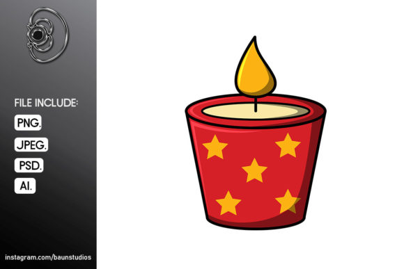 Candle Christmas Illustration for Website and Editorial Use