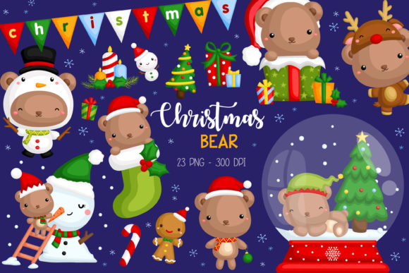 Christmas Bear Clipart for Branding and Marketing