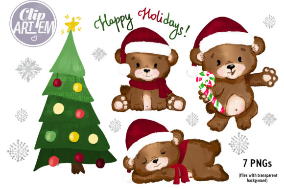Christmas Bear Santa Tree PNG Bundle for Local Business Branding