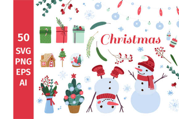 Christmas Clipart. Winter Holiday Illustrations for Seasonal Content