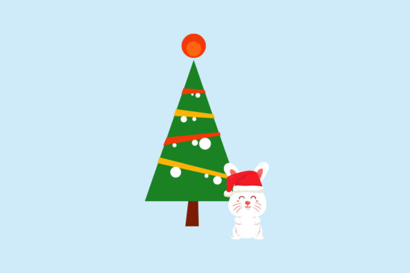 Christmas Concept with Rabbits Design Illustrations