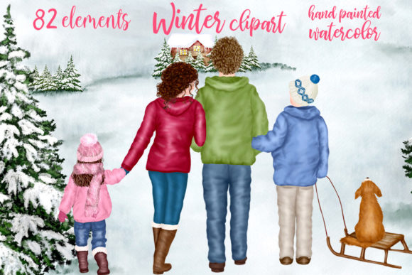 Christmas Family Clipart Winter Family Illustrations