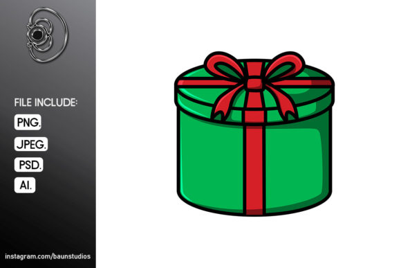 Christmas Gift Cartoon Illustration for Commercial Use
