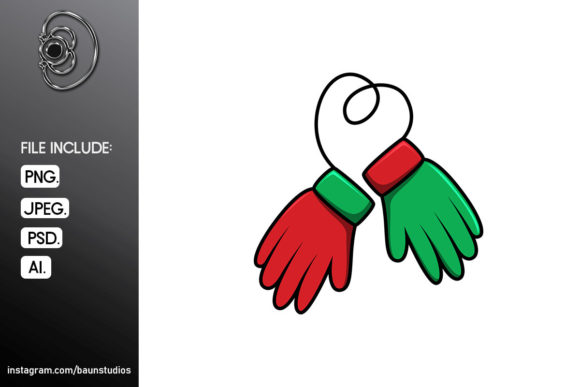 Christmas Gloves Cartoon Illustration for Handmade Creations