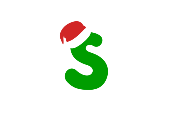 Christmas Hat - Alphabet Green Font S for Illustrations