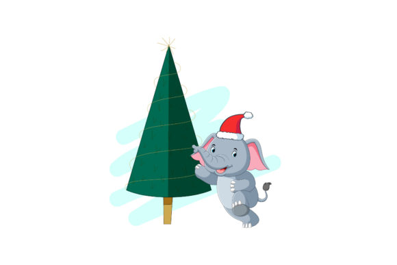 Christmas Illustration Elephant Design for Crafting