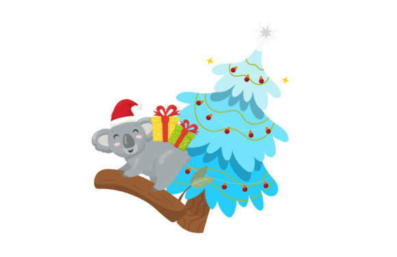 Christmas Illustration Koala Gift Box