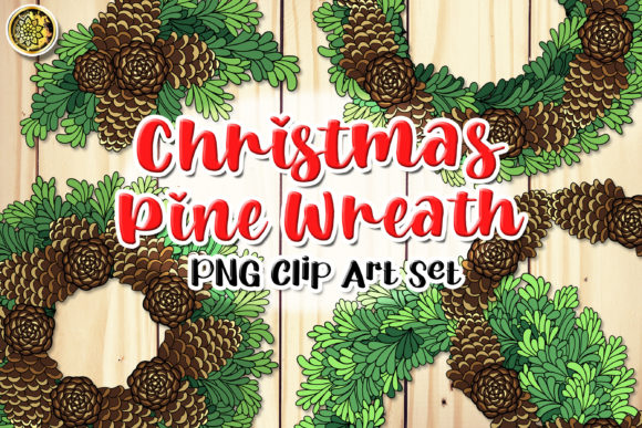 Christmas Pine Wreaths PNG Clipart Set for Crafting and Design