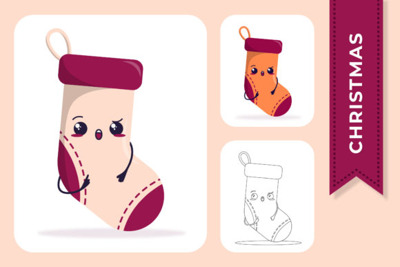 Christmas Socks Cute Kawaii Graphic for Handmade Projects
