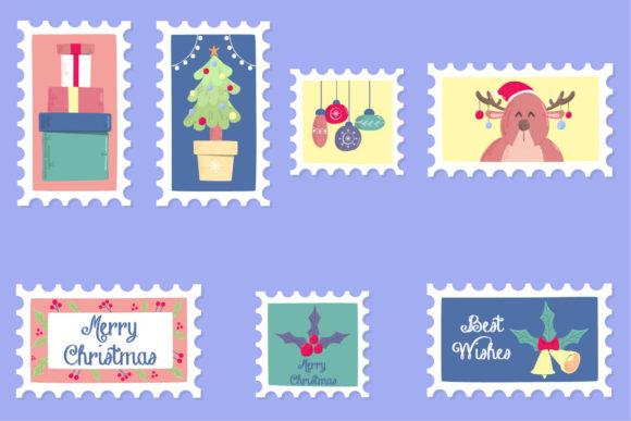 Christmas Stamps Illustration for Digital Product Creators