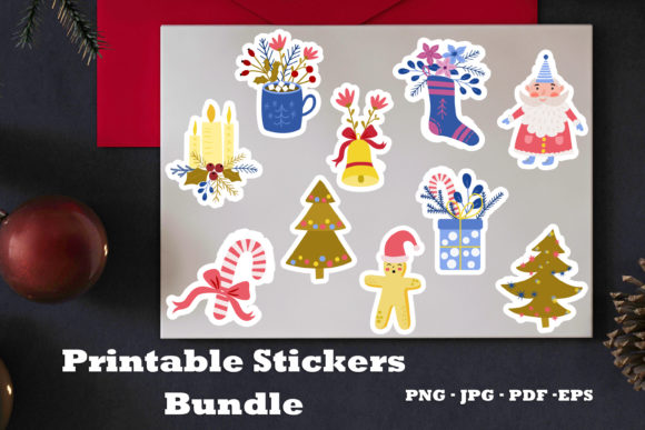 Christmas Stickers Bundle PNG for Handmade Creations