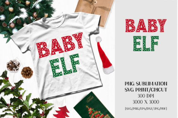 Christmas Sublimation BABY ELF Illustrations for Content Publishing