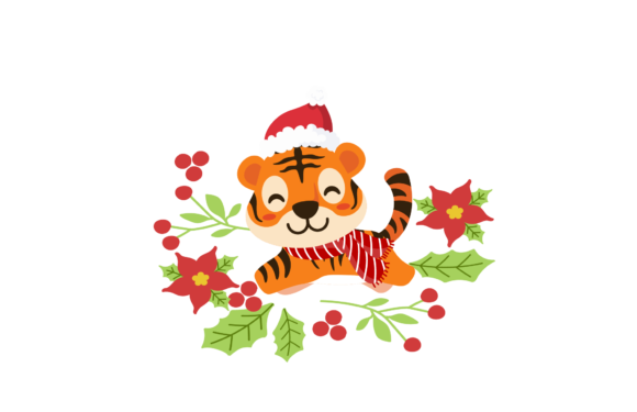 Christmas Tiger Celebration Illustration for Blog and Website Design