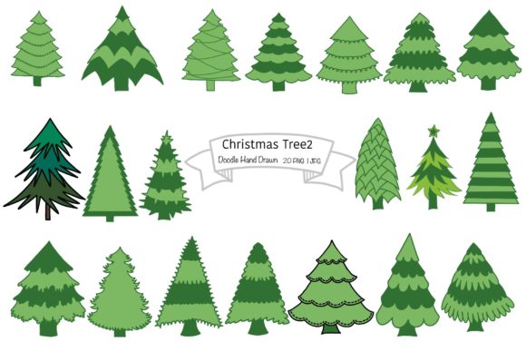 Christmas Tree Set 2 Illustrations for Seasonal Design Projects