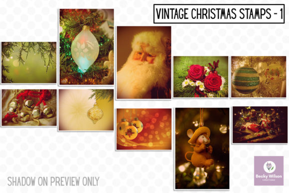 Christmas Vintage Stamps Set 1 for Branding and Packaging