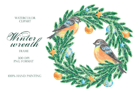 Christmas Wreath Titmouse Illustration for Handmade Creations