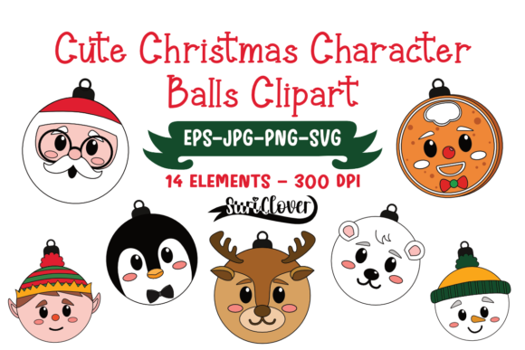 Cute Christmas Character Balls Clipart for Handmade Projects
