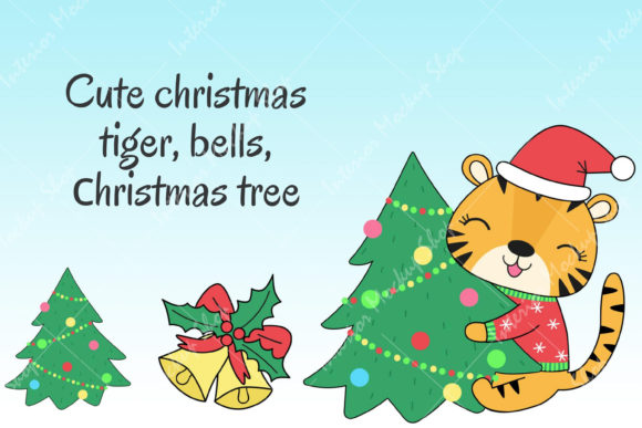 Cute Christmas Clipart Tiger-5 Illustrations