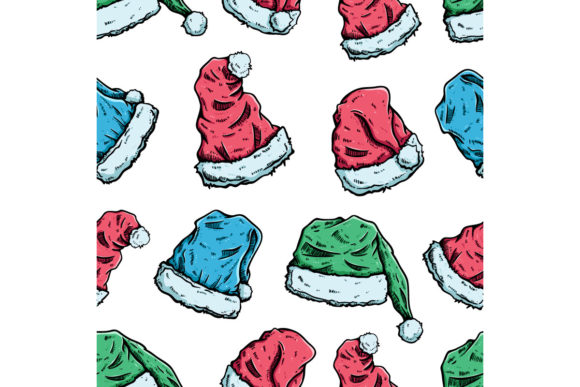 Hand Draw Christmas Hat Seamless Pattern for Local Branding