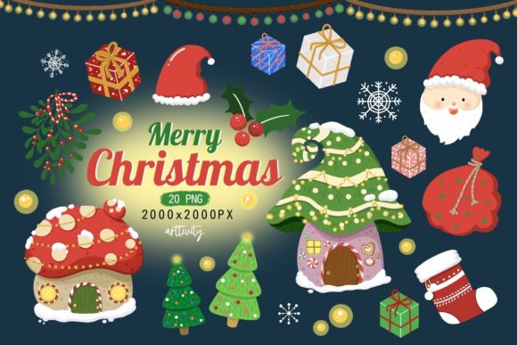 Happy Christmas Clipart for Branding and Seasonal Design