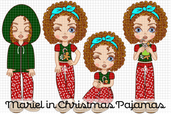 Mariel in Christmas Pajamas Illustrations