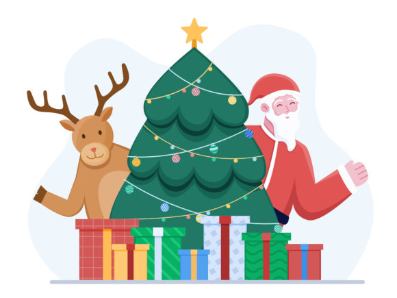 Merry Christmas Illustration with Santa