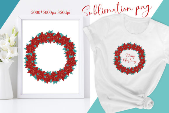 Merry Christmas Wreath Sublimation Holid Illustrations