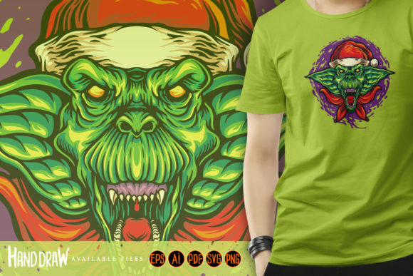 Scary Goblin Christmas Hat Illustrations for Festive Branding