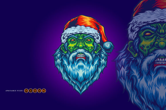 Scary Santa Claus Evil Zombie Christmas Illustration