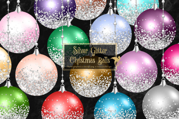 Silver Glitter Christmas Balls Clipart Review