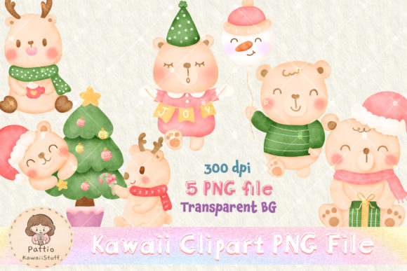 Watercolor Cute Christmas Bear Winter Illustration