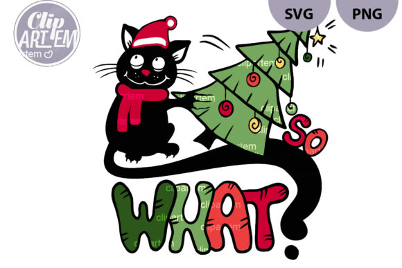 Winter Cat SVG Christmas Sublimation PNG for Illustrations