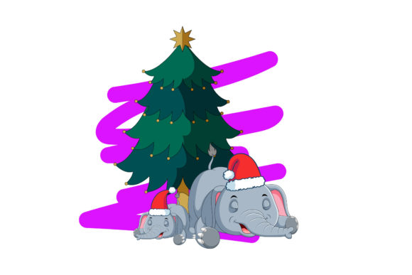 Winter Season Christmas Elephant Concept Illustrations